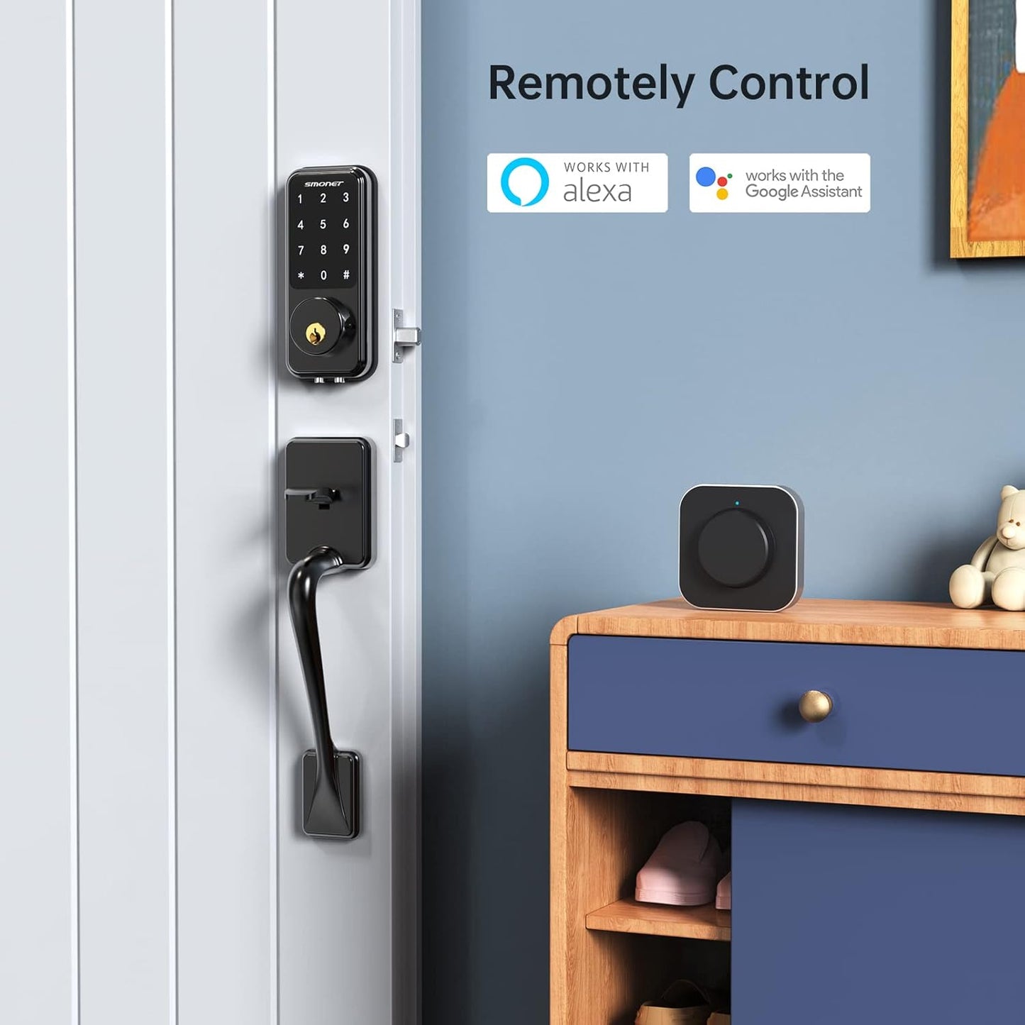 Smart Door Lock, Wifi Smart Locks Keyless Entry Door Lock Digital Electronic Keypad Deadbolt Bluetooth Touchscreen Auto Lock with Gateway Hub Work with Alexa for Home Security