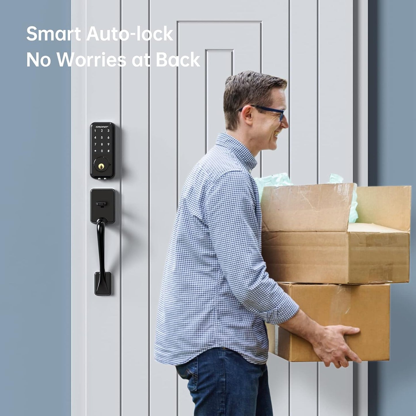 Smart Door Lock, Wifi Smart Locks Keyless Entry Door Lock Digital Electronic Keypad Deadbolt Bluetooth Touchscreen Auto Lock with Gateway Hub Work with Alexa for Home Security