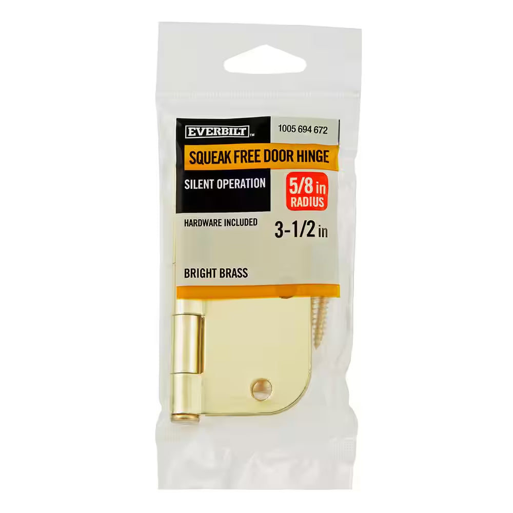 3-1/2 In. X 5/8 In. Radius Bright Brass Squeak-Free Door Hinge