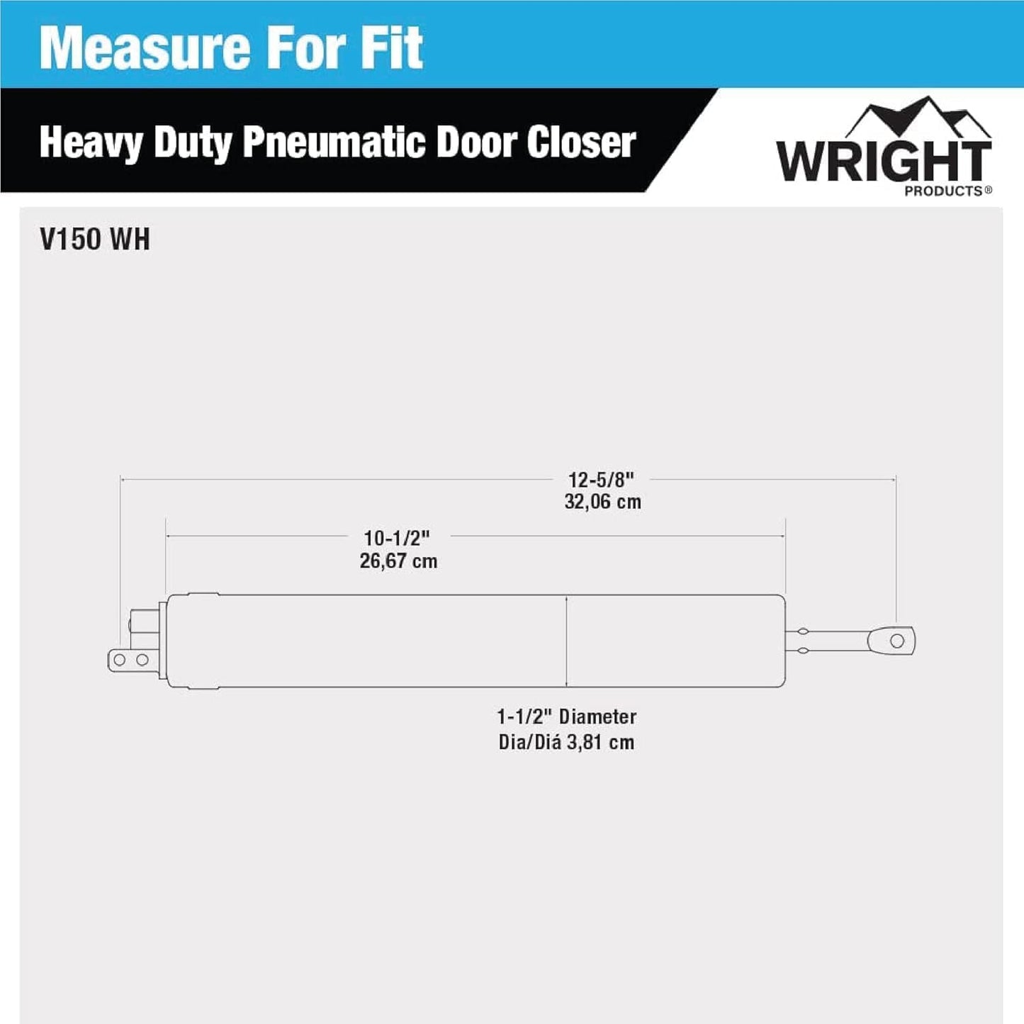 V150WH Heavy Duty Pneumatic Screen and Storm Door Closer White