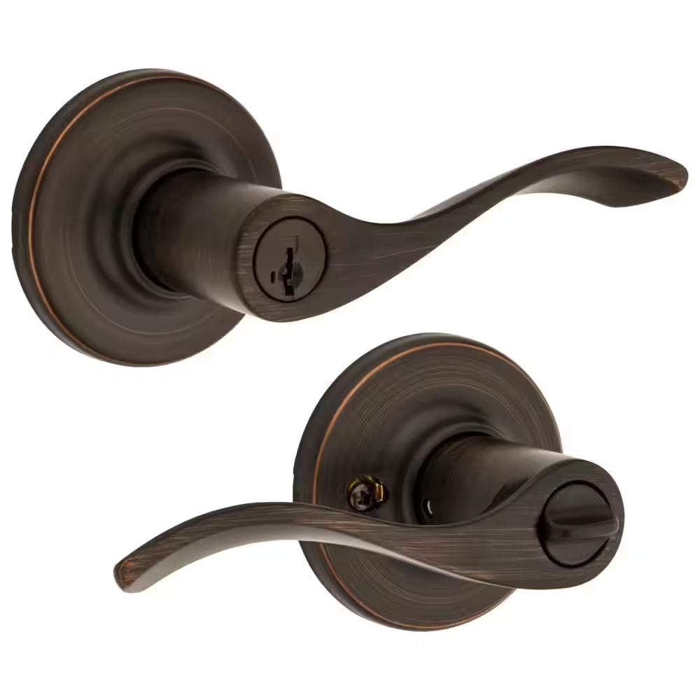 Balboa Venetian Bronze Keyed Entry Door Handle Featuring Smartkey Security and Microban Technology