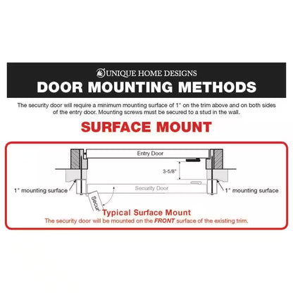 36 In. X 80 In. Arcada Black Surface Mount Outswing Steel Security Door with Expanded Metal Screen