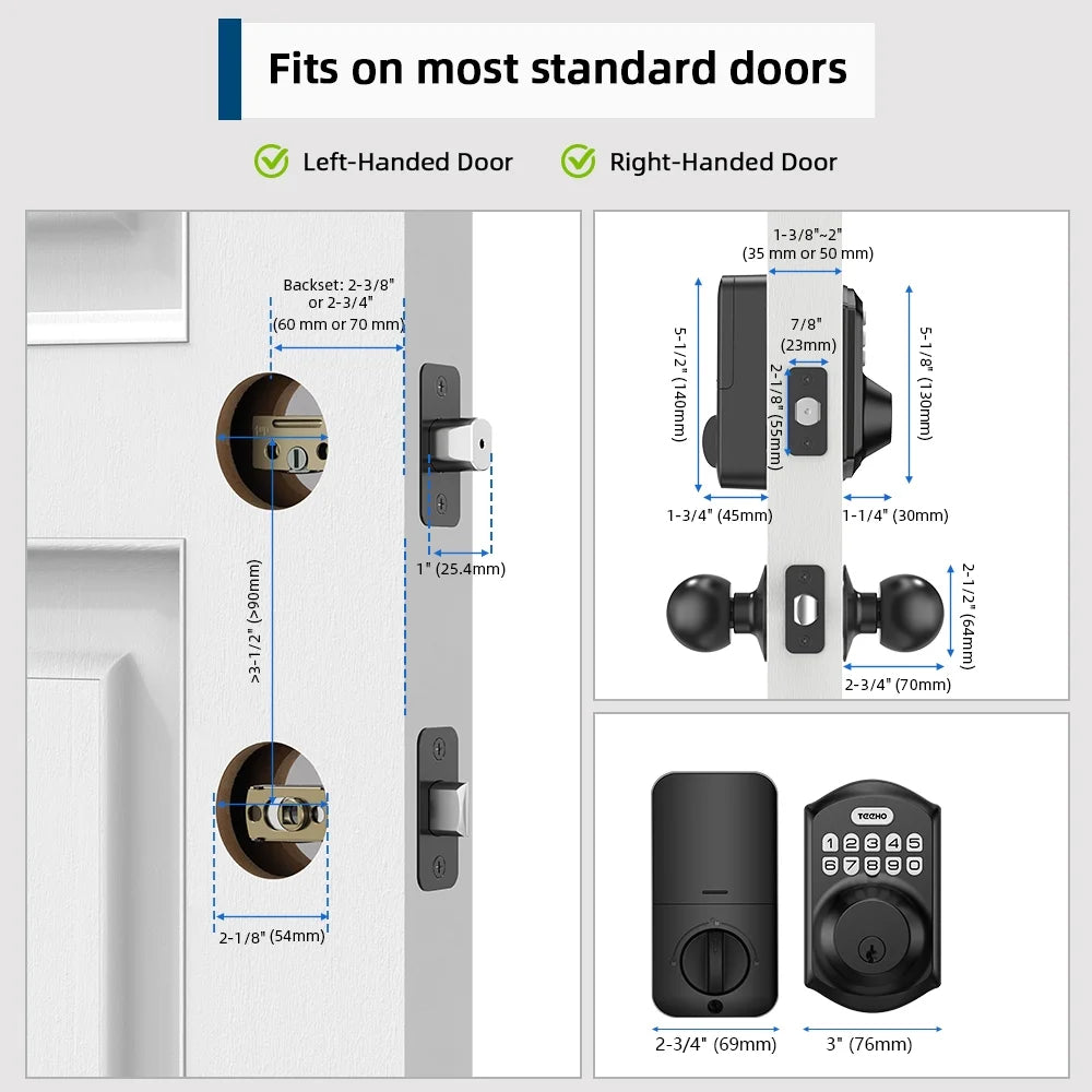 Keyless Entry Door Lock with 2 Knobs ‎Set, Keypad Deadbolt Smart Door Locks, Electronic Digital Lock for Home Front Door Easy Installation-Matte Black