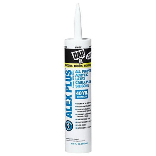 : ALEX plus All Purpose Acrylic Latex Caulk plus Silicone, White, 10.1 Oz