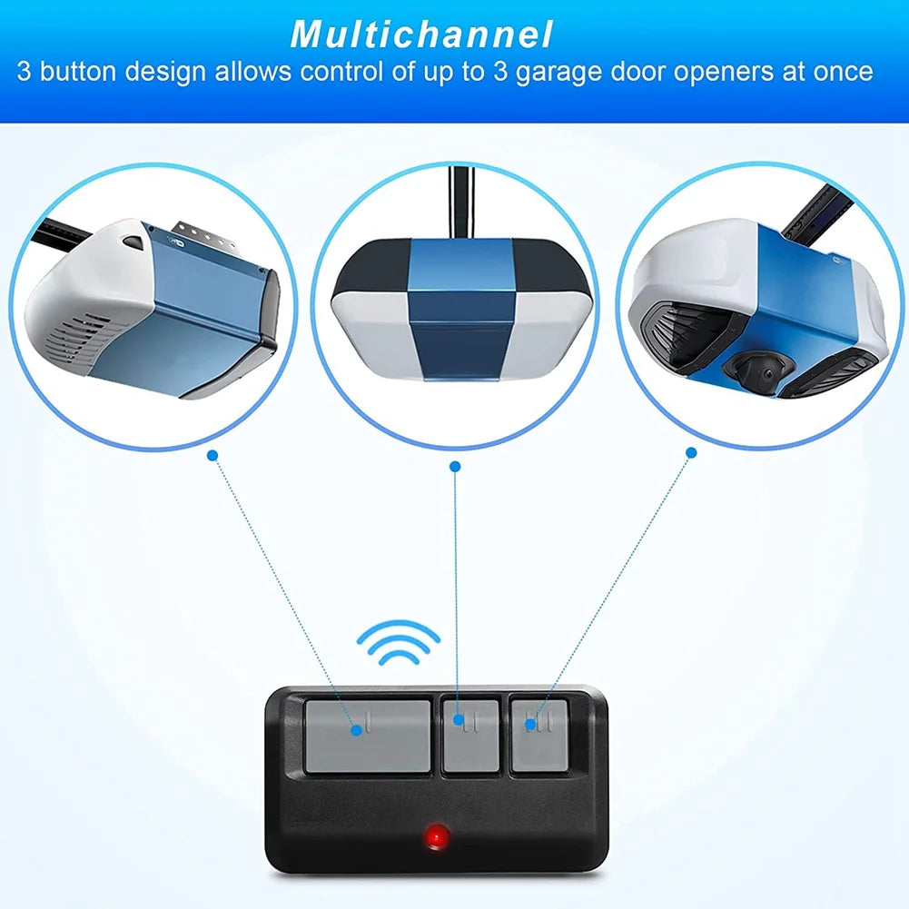 Garage Door Opener Remote Universal, Replacement for Liftmaster Chamberlain Craftsman, 3-Button Remote with Visor Clip