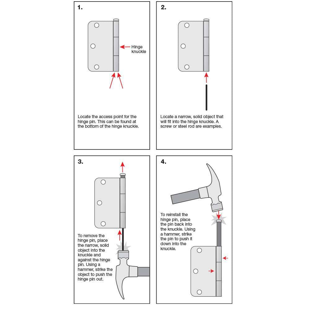 3-1/2 In. Square Radius White Squeak-Free Door Hinge