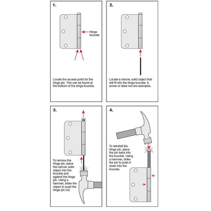 3-1/2 In. Square Radius White Squeak-Free Door Hinge