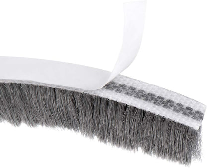 Brush Weather Stripping, Adhesive Felt Door Seal Strip Pile Weatherstrip Door Sweep Brush for Door Window 197Inch L X 0.47 Inch W (5000Mm X 12Mm) Gray