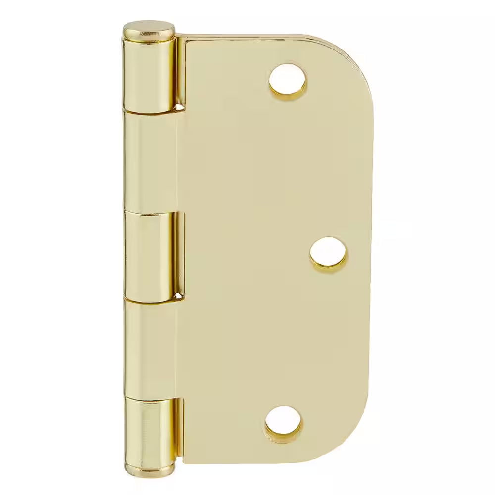 3-1/2 In. X 5/8 In. Radius Bright Brass Squeak-Free Door Hinge