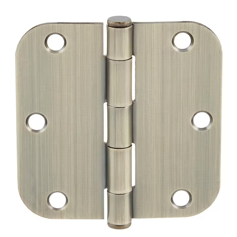 3-1/2 In. X 5/8 In. Radius Antique Brass Squeak-Free Door Hinge