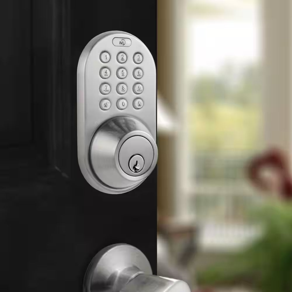 Satin Nickel Single Cylinder Electronic Touch Pad Deadbolt with Back-Lit Keypad