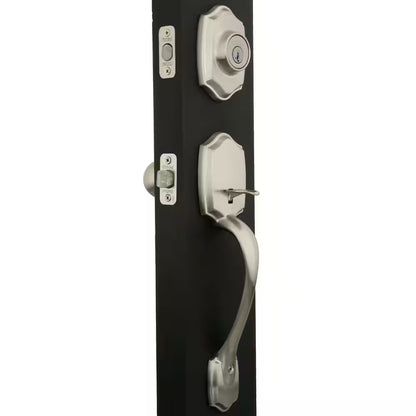 Belleview Satin Nickel Single Cylinder Door Handleset with Polo Door Knob Featuring Smartkey Security