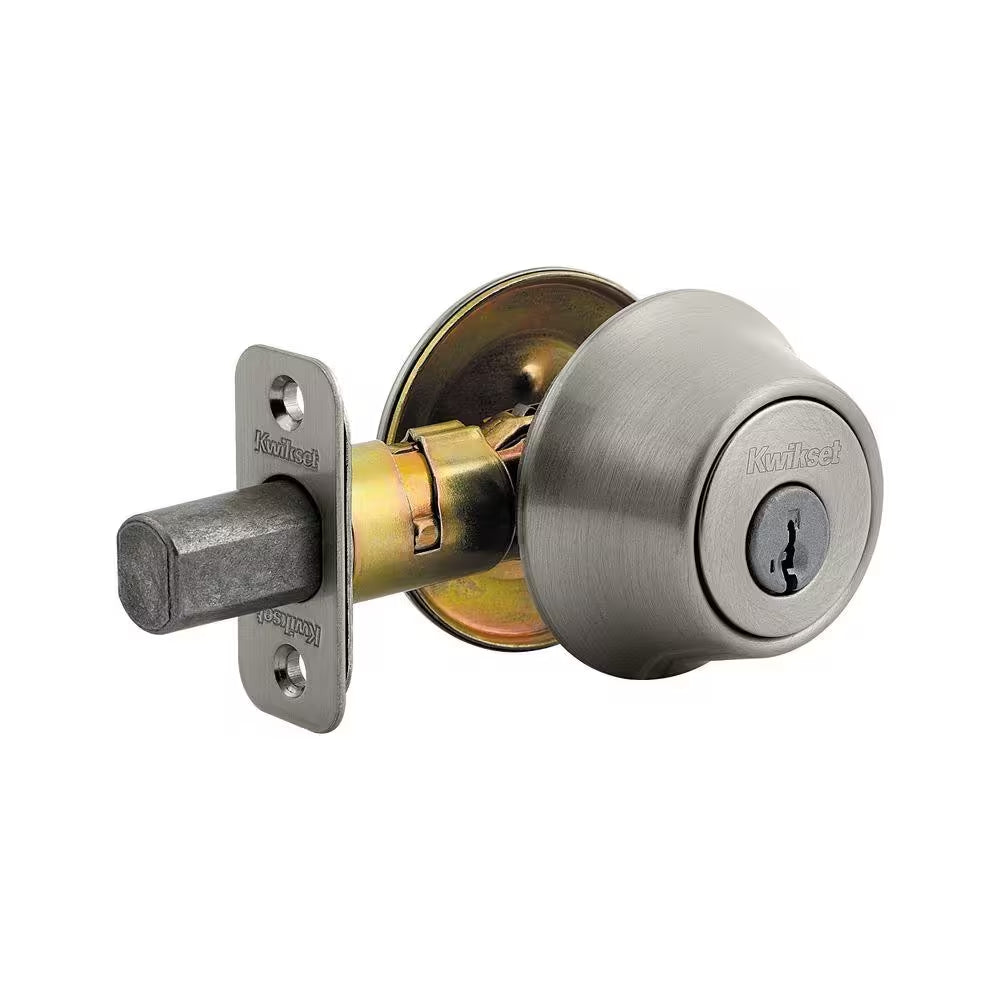 Cove Satin Nickel Passage Door Knob and Single Cylinder Deadbolt Combo Pack Featuring Smartkey Security