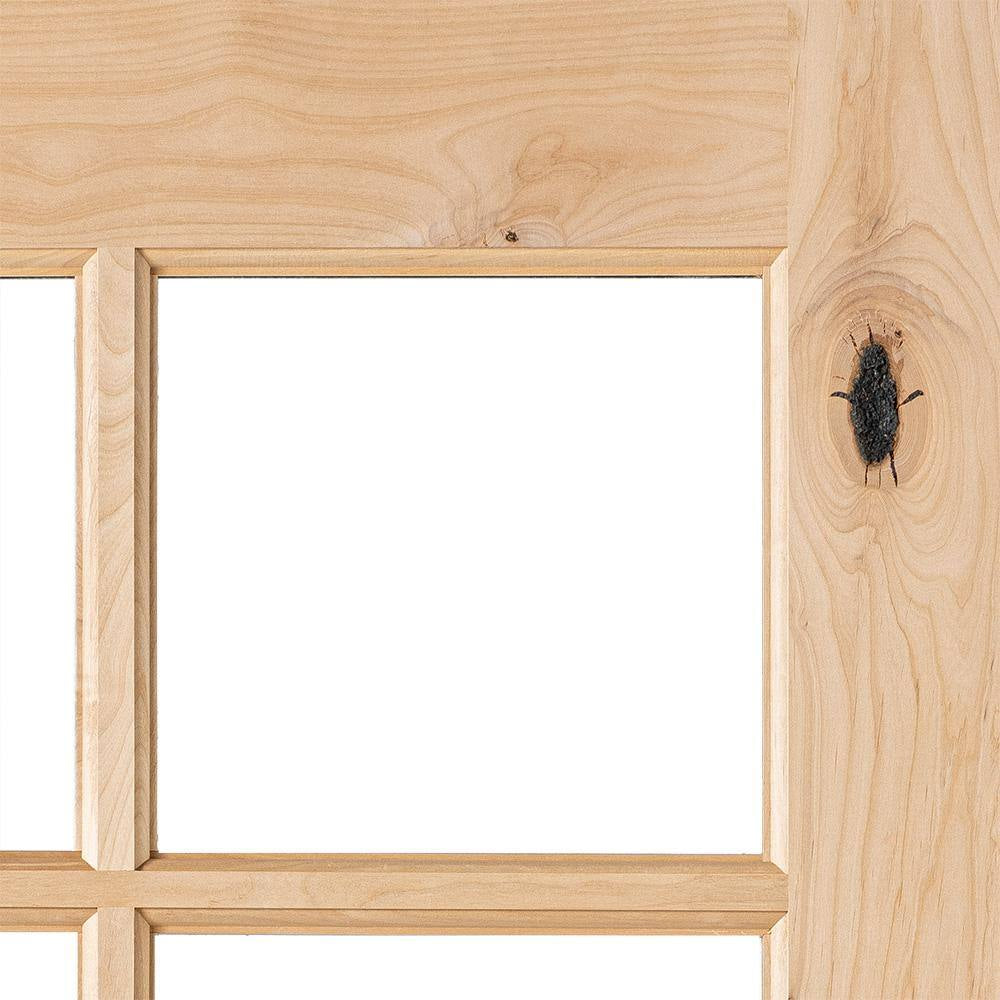 24 In. X 80 In. French Knotty Alder 10-Lite Tempered Glass Solid Left-Hand Wood Single Prehung Interior Door