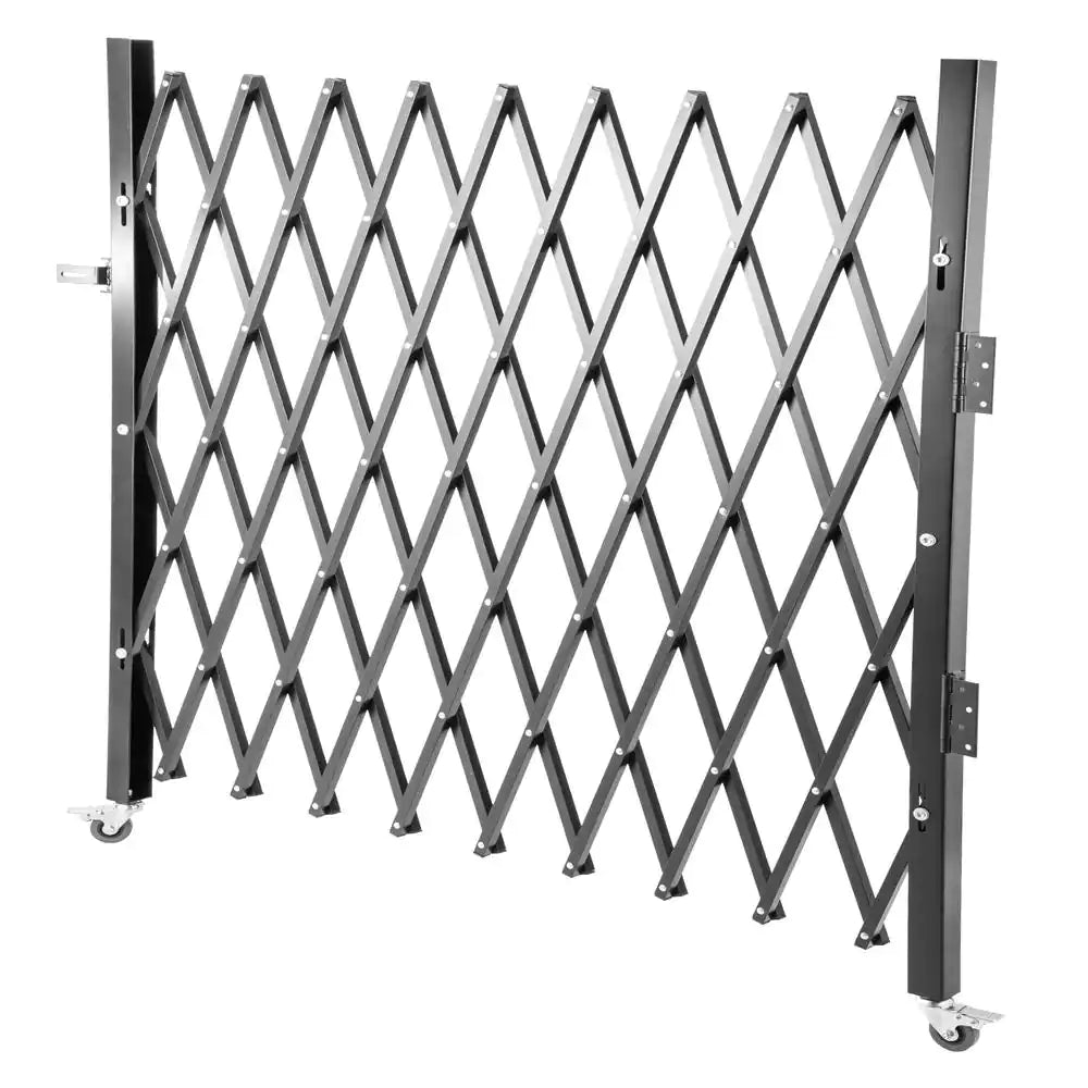 Single Folding Security Gate 51.57 In. H X 74 In. W Steel Accordion Fold Door Gate with Padlock Garden Fence