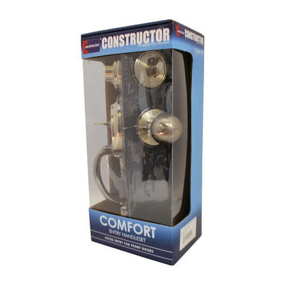 COMFORT Entry Door Lock Lever Handle Set with Deadbolt Single Cylinder and Knob Antique Bronze Finish