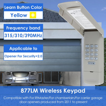 Universal Wireless Garage Door Opener Keypad, Compatible with Security+2.0 Door Opener Wireless Keyless Keypad