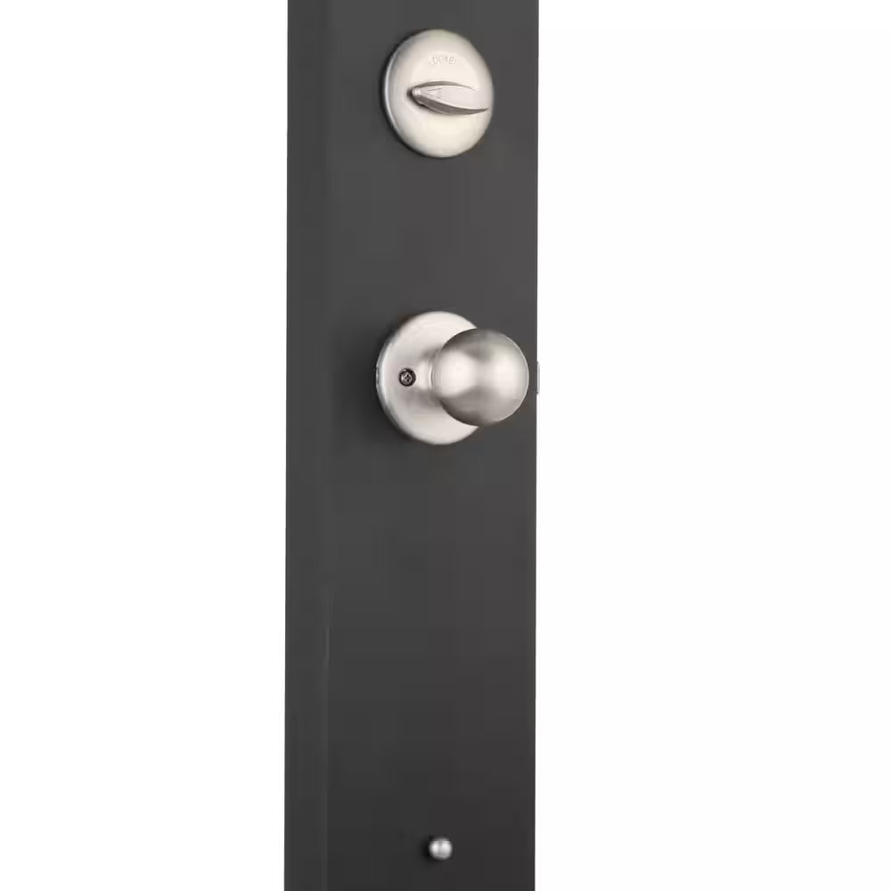 Dakota Satin Nickel Single Cylinder Door Handleset with Polo Door Knob Featuring Smartkey Security