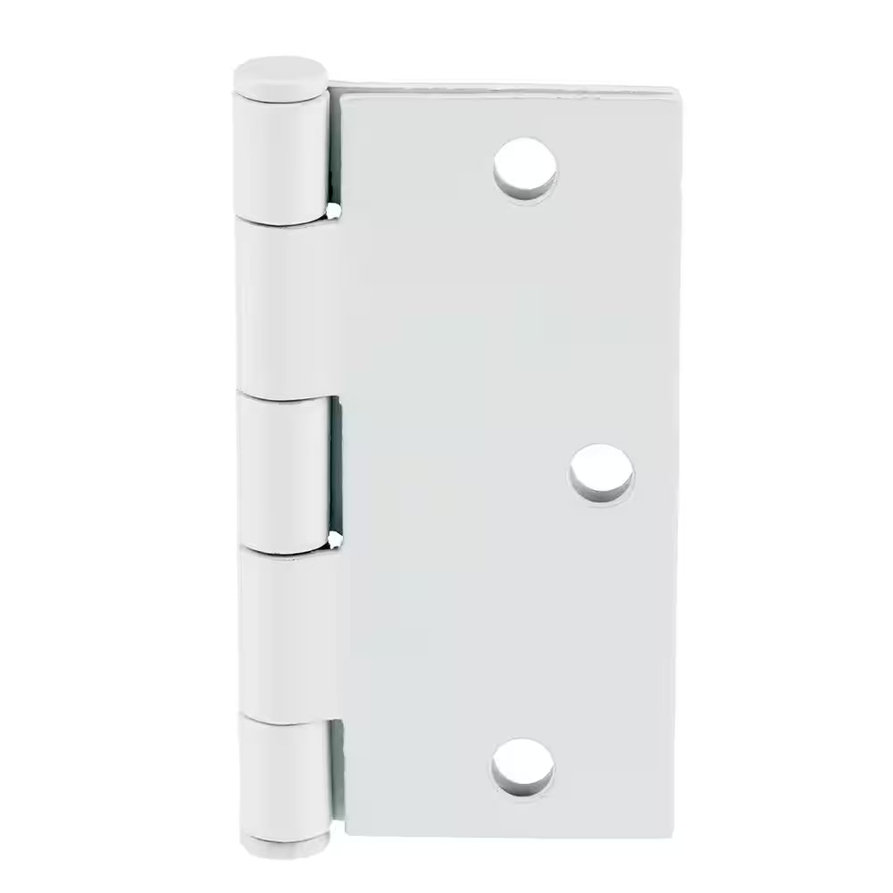 3-1/2 In. Square Radius White Squeak-Free Door Hinge