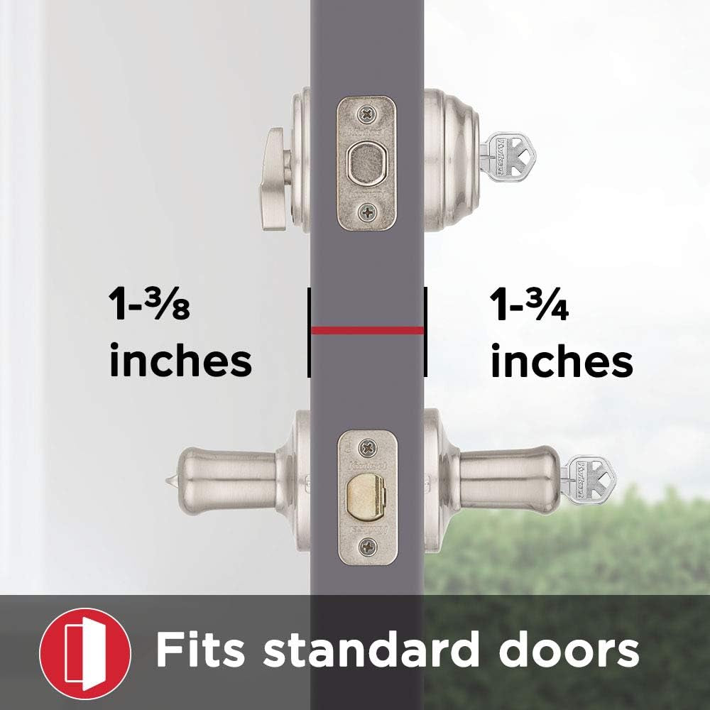 991 Tustin Entry Lever and Single Cylinder Deadbolt Combo Pack Featuring Smartkey in Satin Nickel, Model Number: 99910-040