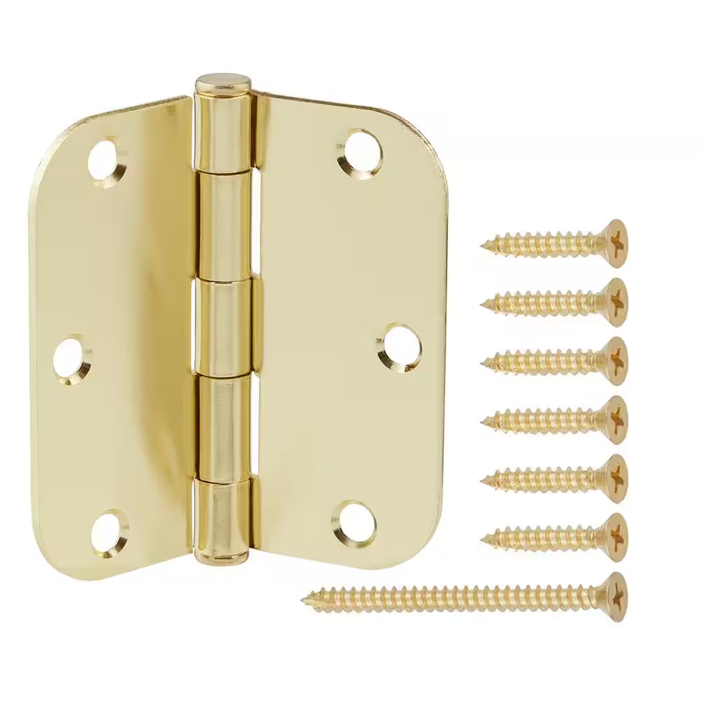 3-1/2 In. X 5/8 In. Radius Bright Brass Squeak-Free Door Hinge