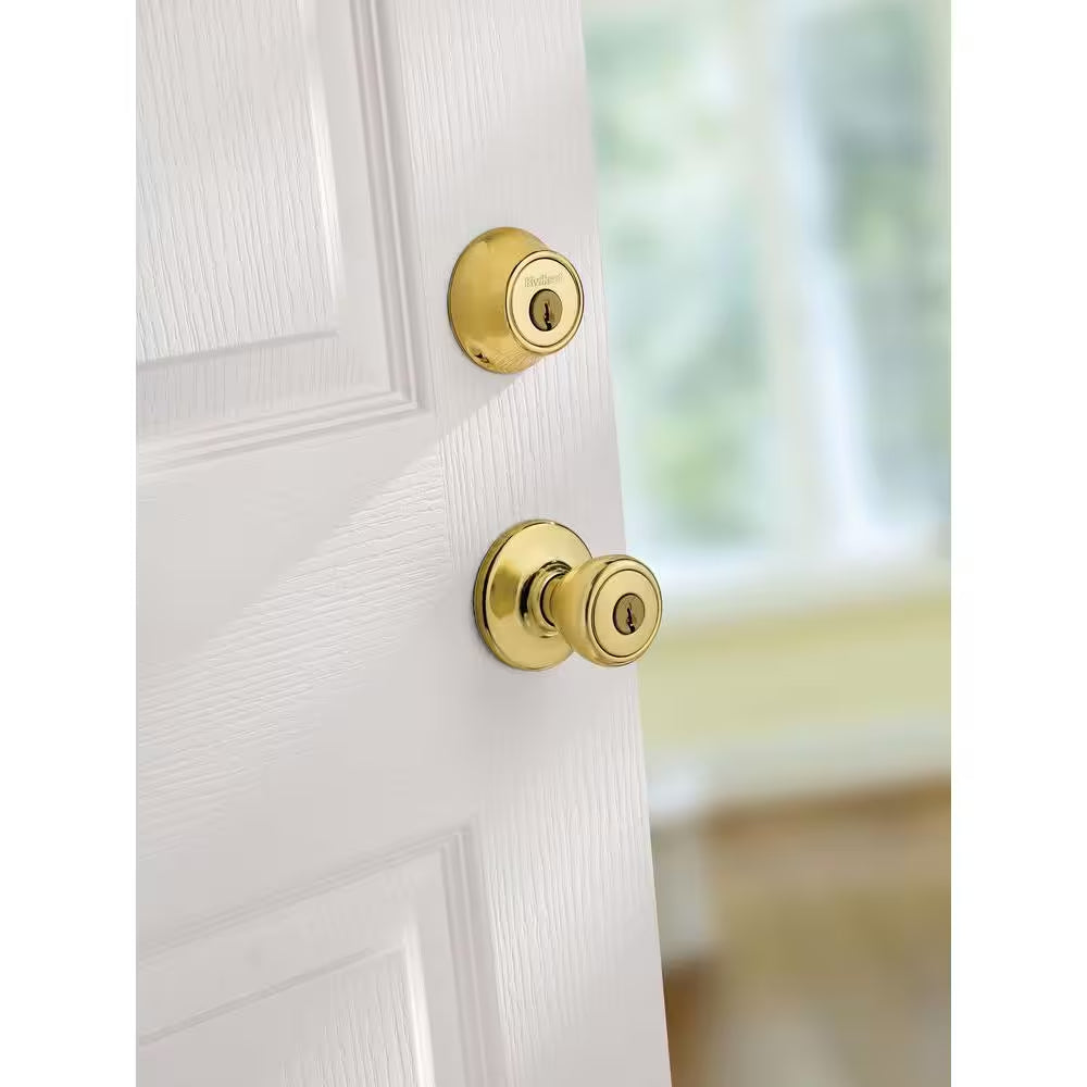 Tylo Polished Brass Door Knob Combo Pack with Microban Antimicrobial Technology