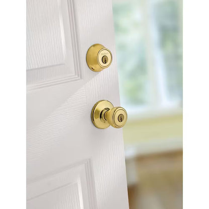 Tylo Polished Brass Door Knob Combo Pack with Microban Antimicrobial Technology