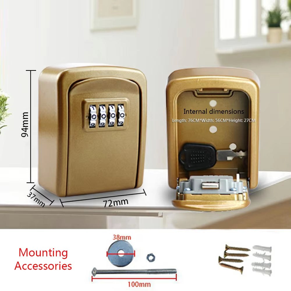 Mini Key Box Password Lock Door Cat Eye Metal Outdoor Wall Mounted Anti-Theft Key Lock Box Home Office Indoor Security