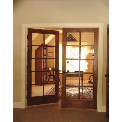 72 In. X 80 In. Rustic Knotty Alder 10-Lite Low-E Glass Both Active Solid Core Wood Double Prehung Interior Door