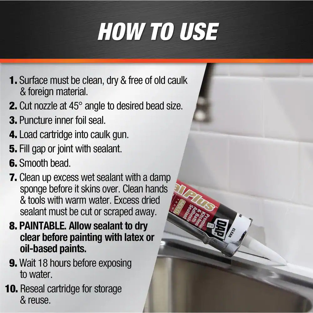 Kwik Seal plus 10.1 Oz. Clear Premium Kitchen and Bath Siliconized Caulk