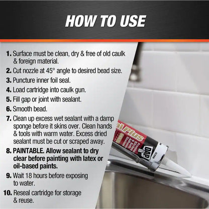 Kwik Seal plus 10.1 Oz. Clear Premium Kitchen and Bath Siliconized Caulk