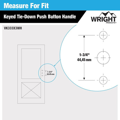 - Tie down Keyed Push Button Door Latch for Screen and Storm Doors, White