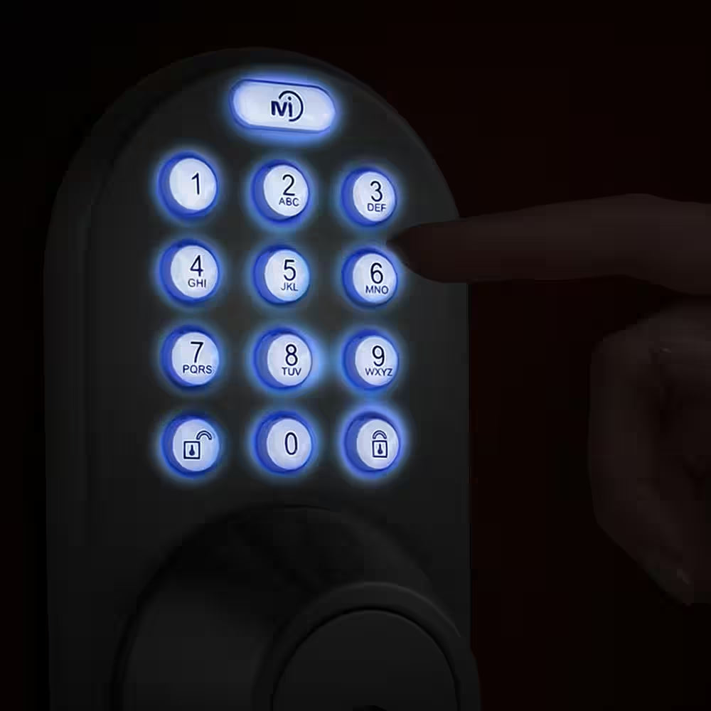 Satin Nickel Single Cylinder Electronic Touch Pad Deadbolt with Back-Lit Keypad