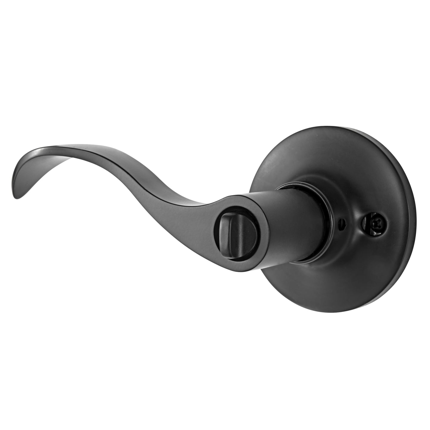 Keyed Entry Modern Wave Style Lever Doorknob with Pro-Guard, Matte Black Finish