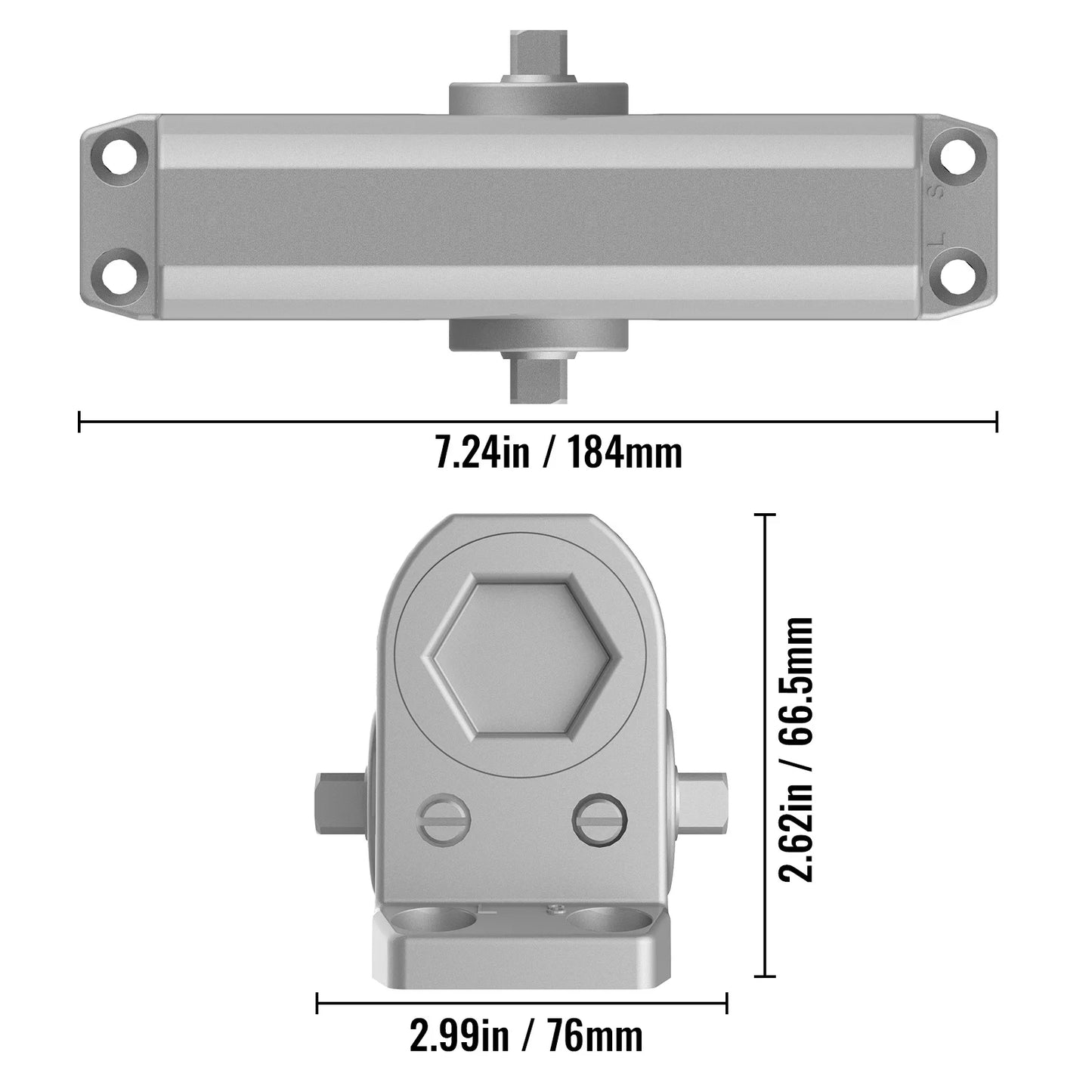 187Lbs Commercial Door Closer Heavy Duty Residential Hydraulic Auto Silver