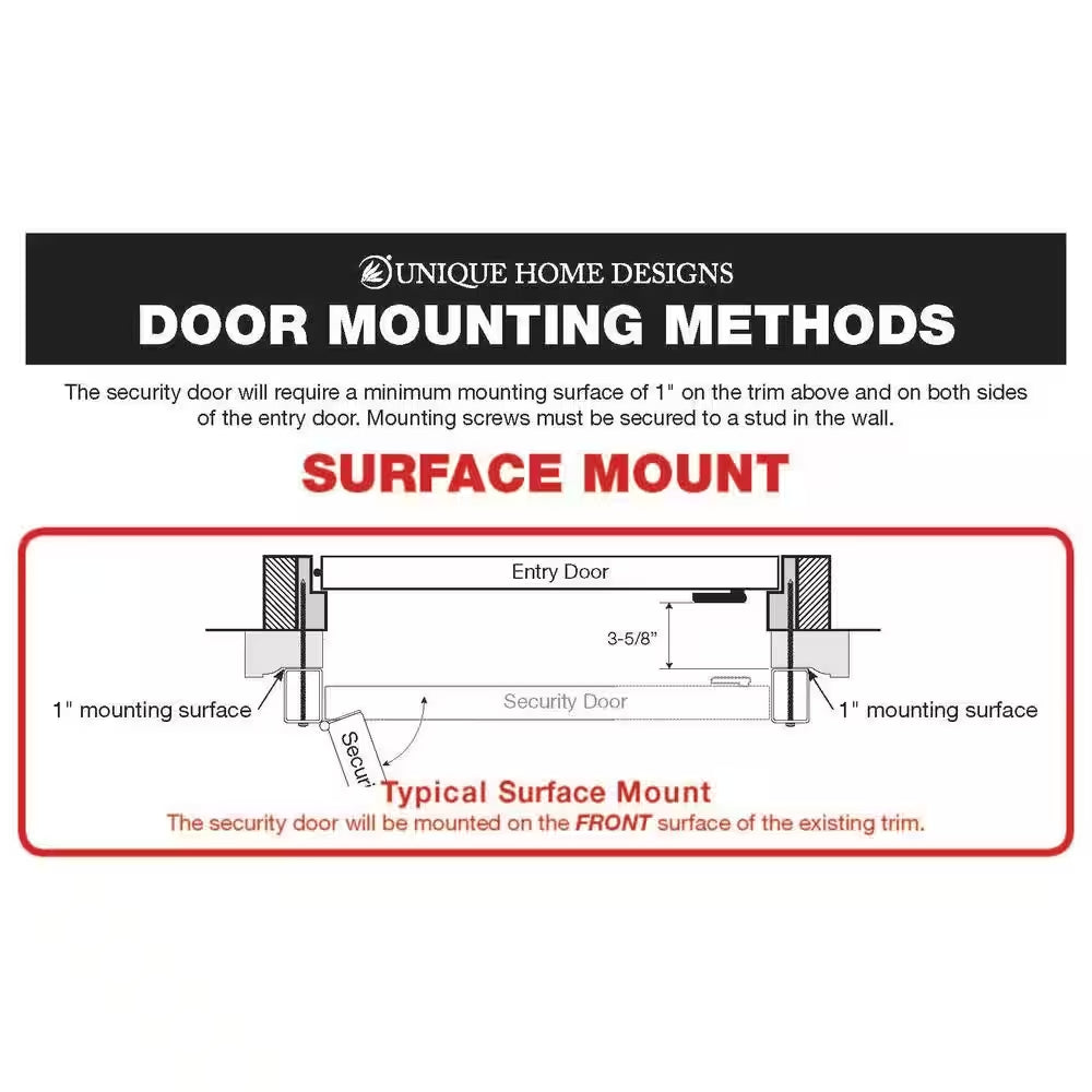 30 In. X 80 In. Universal/Reversible Su Casa Black Surface Mount Outswing Steel Security Door with Expanded Metal Screen