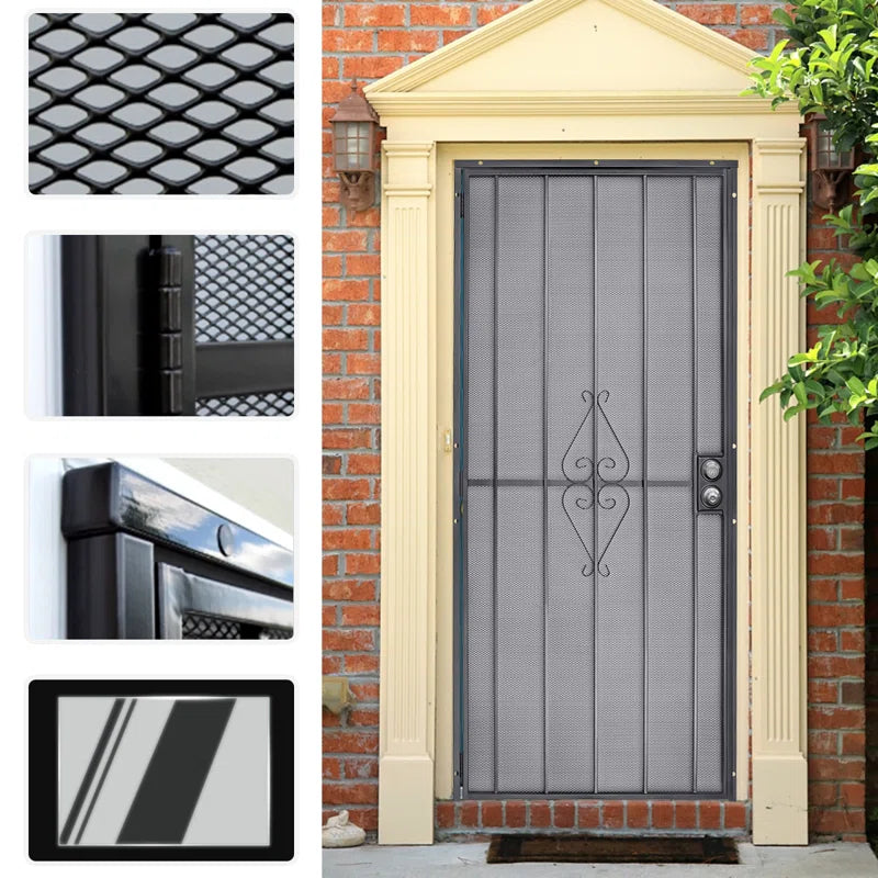 Iron Security Screen Door Conveys, Black