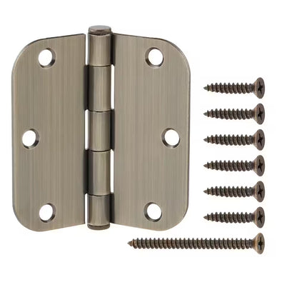 3-1/2 In. X 5/8 In. Radius Antique Brass Squeak-Free Door Hinge