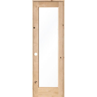 28 In. X 96 In. Rustic Knotty Alder 1-Lite with Solid Wood Core Right-Hand Single Prehung Interior Door