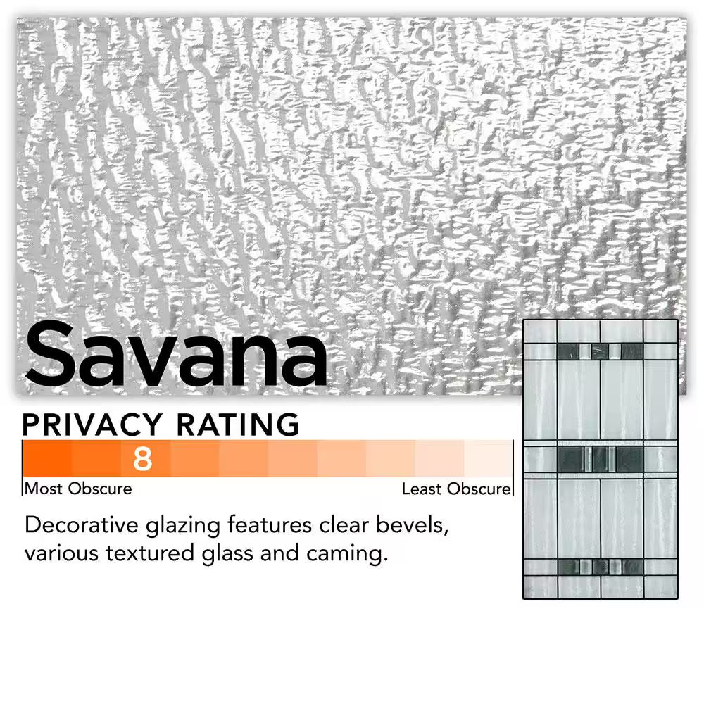 36 In. X 80 In. Savana Medium Oak Left-Hand Inswing 3/4 Lite Decorative Fiberglass Prehung Front Door