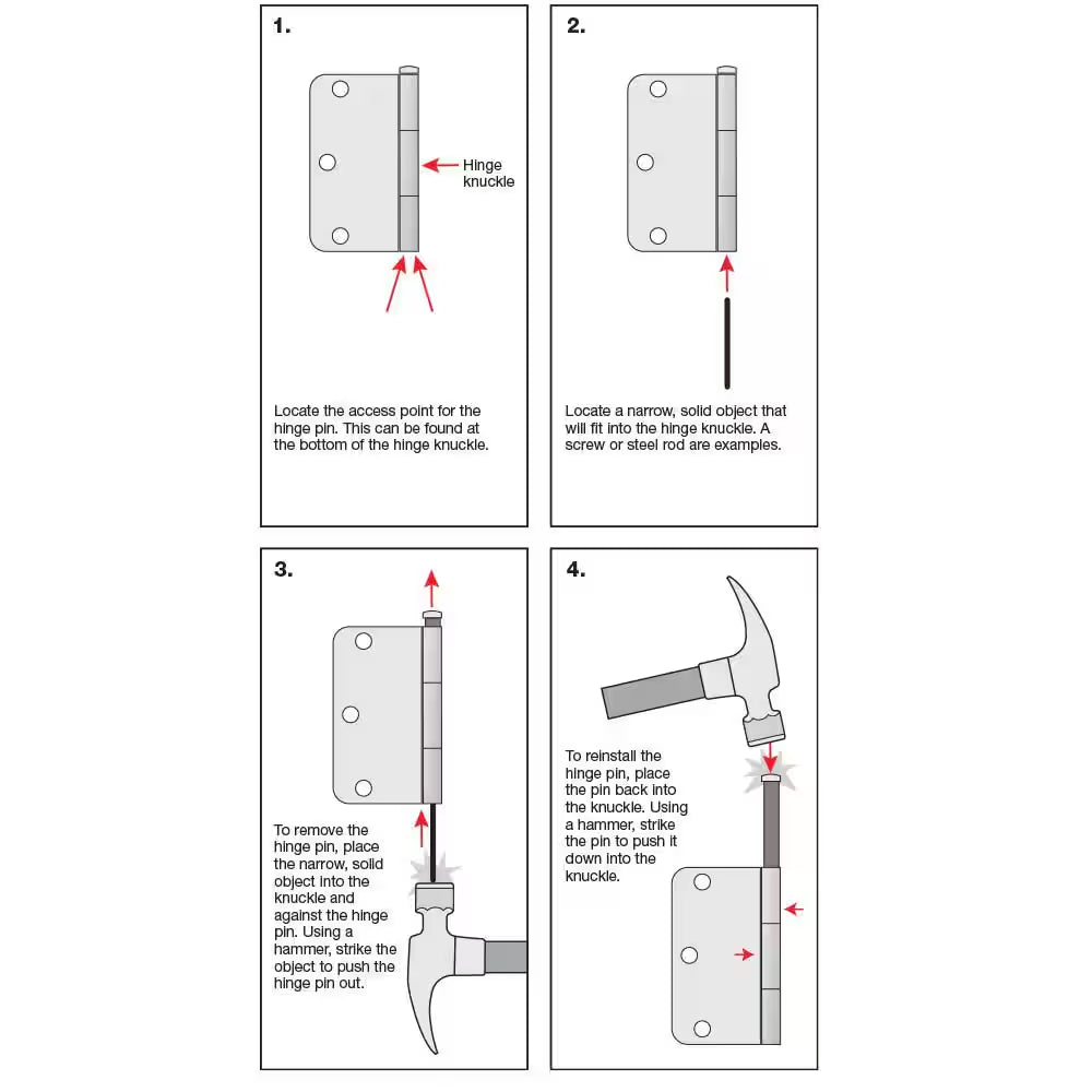 4 In. Square X 5/8 In. Radius Satin Nickel Squeak-Free Door Hinge