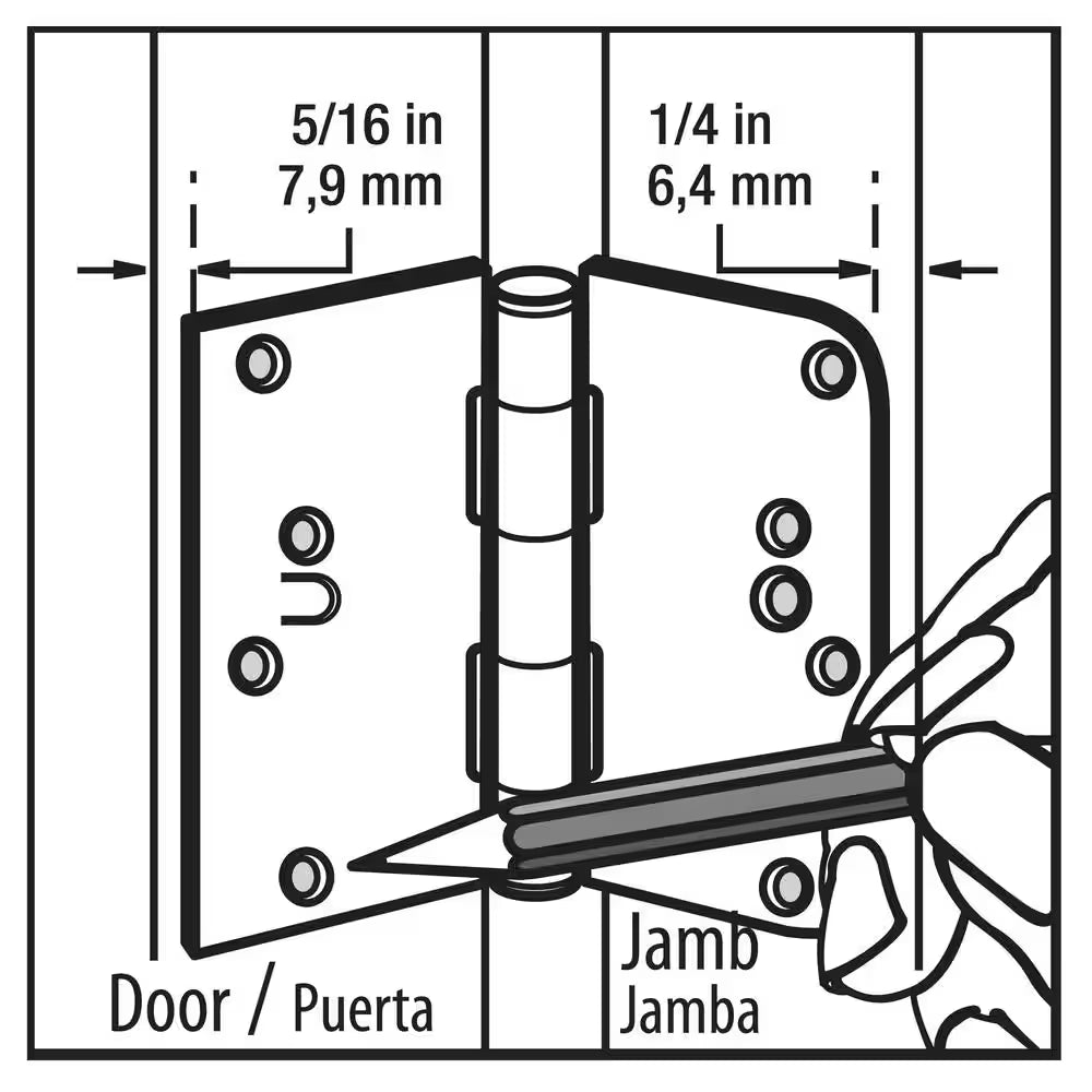 4 In. Square X 5/8 In. Radius Satin Nickel Squeak-Free Door Hinge