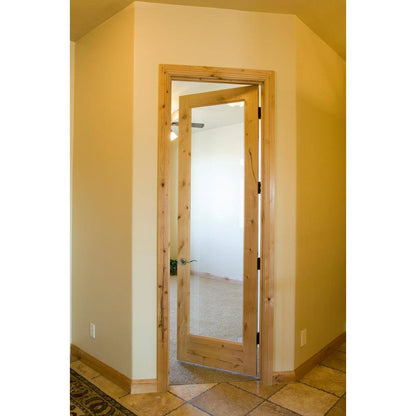 28 In. X 96 In. Rustic Knotty Alder 1-Lite with Solid Wood Core Right-Hand Single Prehung Interior Door