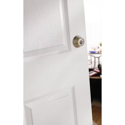 Cove Satin Nickel Passage Door Knob and Single Cylinder Deadbolt Combo Pack Featuring Smartkey Security