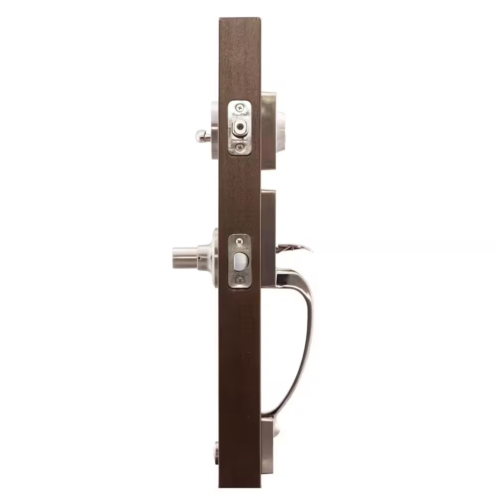 Craftsman Satin Stainless Door Handleset with Contemporary Handle Trim