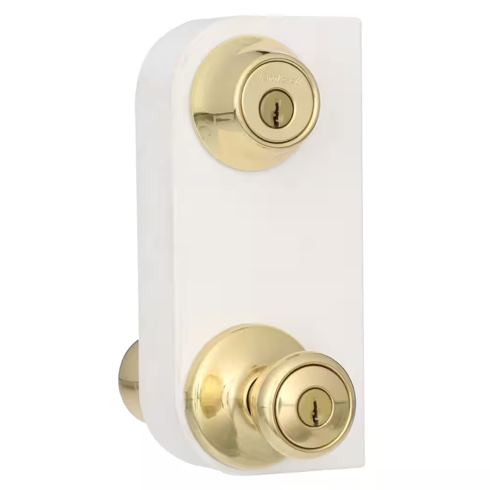 Tylo Polished Brass Door Knob Combo Pack with Microban Antimicrobial Technology