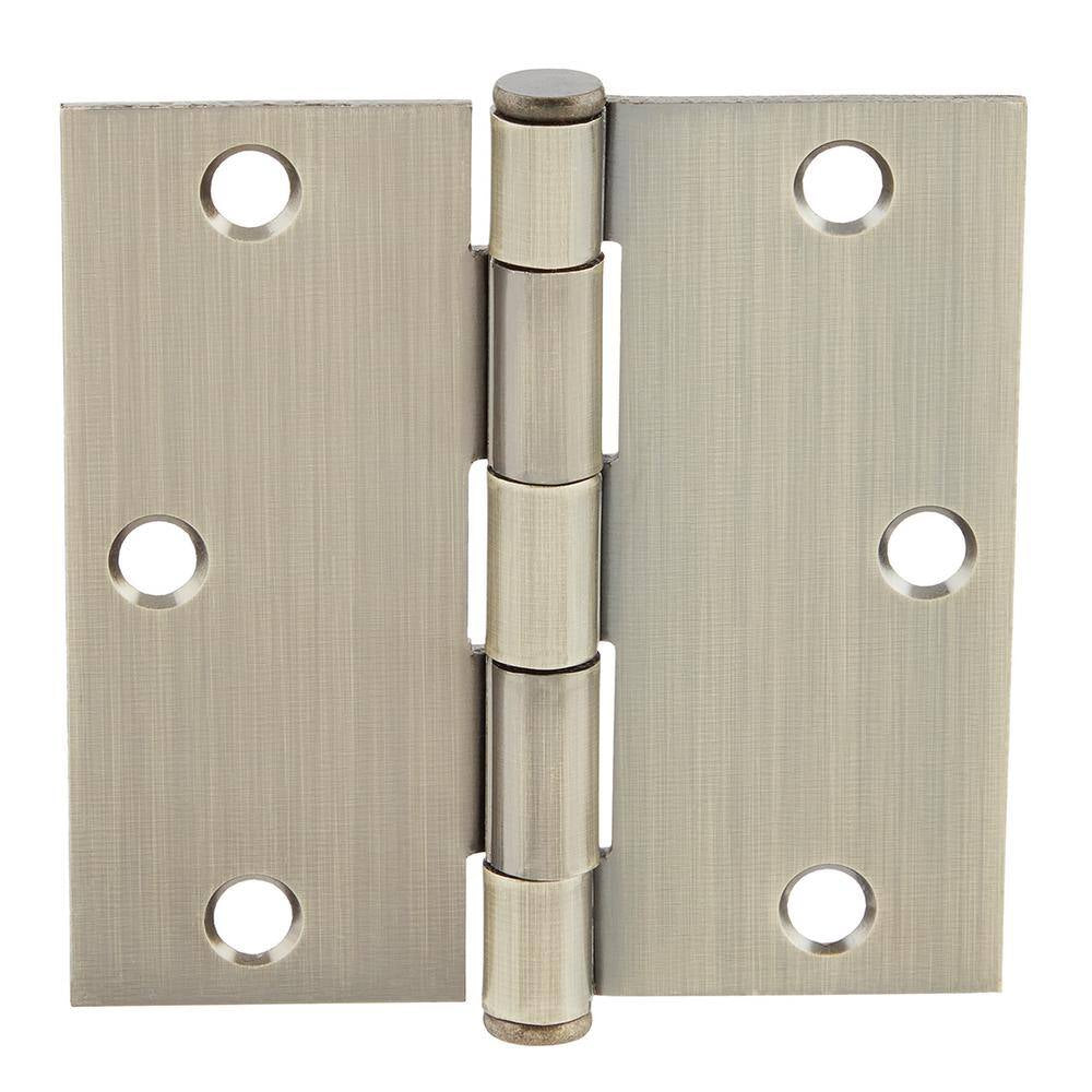 3-1/2 In. Square Radius Antique Brass Squeak-Free Door Hinge