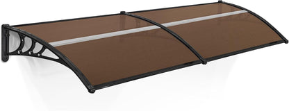 40"X80" Window Awning Outdoor Polycarbonate Front Door Patio Cover Garden Canopy 6055-4080(Dark Brown)