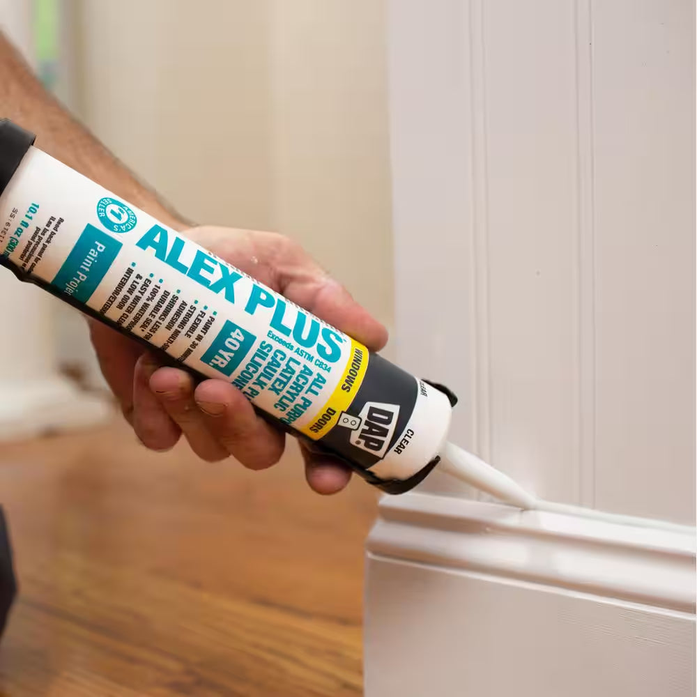 Alex plus 10.1 Oz. White Acrylic Latex Caulk plus Silicone (12-Pack)