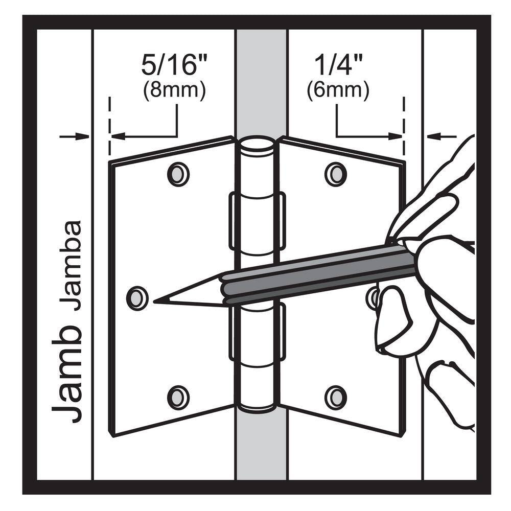 3-1/2 In. Square Radius White Squeak-Free Door Hinge